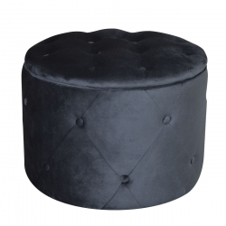 TRAVIS Σκαμπό Αποθηκευτικό, Ύφασμα Velure Απόχρωση Μαύρο  Φ60cm H.45cm