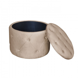 TRAVIS Σκαμπό Αποθηκευτικό, Ύφασμα Velure Απόχρωση Cappuccino  Φ60cm H.45cm