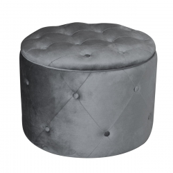 TRAVIS Σκαμπό Αποθηκευτικό, Ύφασμα Velure Απόχρωση Γκρι  Φ60cm H.45cm