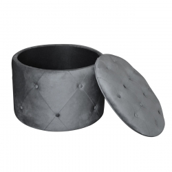 TRAVIS Σκαμπό Αποθηκευτικό, Ύφασμα Velure Απόχρωση Γκρι  Φ60cm H.45cm