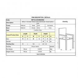MOLLY Πολυθρόνα Βεράντας-Κήπου Μέταλλο Βαφή Ανθρακί, Wicker Γκρι, Μαξιλάρι Γκρι  55x61x85cm
