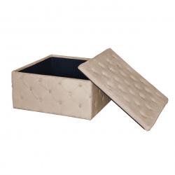 TIBOR Σκαμπό Αποθηκευτικό, Ύφασμα Velure Απόχρωση Cappuccino  80x80x41cm