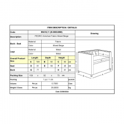 PEDRO Πολυθρόνα Σαλονιού - Καθιστικού, Ύφασμα Mixed Beige  109x92x83cm