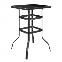 RIO Τραπέζι Bar, Μέταλλο Βαφή Ανθρακί, Γυαλί Μαύρο  70x70x100cm