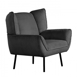 EMERALD Πολυθρόνα Σαλονιού - Καθιστικού, Ύφασμα Κοτλέ Ανθρακί  83x83x92cm