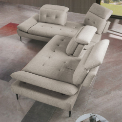 SELBY Καναπές Σαλονιού Δεξιά Γωνία, Ανακλινόμενα Κεφαλάρια, Ύφασμα Μπεζ  303x224x108cm H.88/106cm