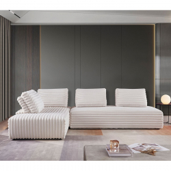 BRISTOL Καναπές Σαλονιού Καθιστικού Πολυμορφικός, Τεχνητή Γούνα Άσπρο  318x212x106  H.89cm