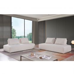 BRISTOL Καναπές Σαλονιού Καθιστικού Πολυμορφικός, Τεχνητή Γούνα Άσπρο  318x212x106  H.89cm