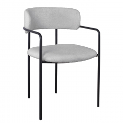 GILLAN Πολυθρόνα Μέταλλο Βαφή Μαύρο, Ύφασμα Teddy, Απόχρωση Γκρι  54x54x81cm