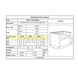 CHESTERFIELD York Πολυθρόνα Σαλονιού - Καθιστικού, Ύφασμα Απόχρωση Μπεζ  110x82x77cm