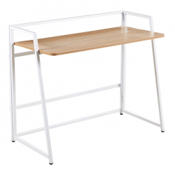 UNIT Γραφείο Η/Υ Πτυσσόμενο, Μέταλλο Βαφή Άσπρο, Melamine Απόχρωση Sonoma  110x48x86cm