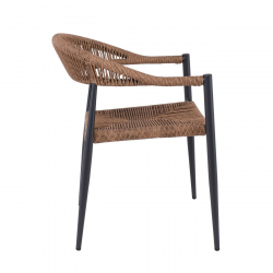 MADY Πολυθρόνα Βεράντας-Κήπου ALU Ανθρακί, Rope Wicker Φυσικό, Στοιβαζόμενη  56x59x78cm