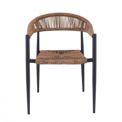 MADY Πολυθρόνα Βεράντας-Κήπου ALU Ανθρακί, Rope Wicker Φυσικό, Στοιβαζόμενη  56x59x78cm