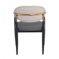 OLIVE Πολυθρόνα Μέταλλο Βαφή Μαύρο-Gold, Pu Ανοιχτό Γκρι-Σκούρο Γκρι  53x53x80cm