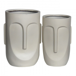 FLOWER POT-TOTEM Set 2 τεμαχίων, Cement Απόχρωση Sand Brown  Φ32x52cm - Φ40x57cm