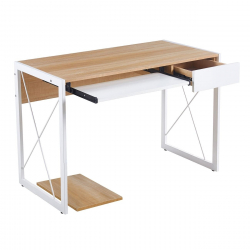 UNIT Γραφείο Η/Υ, Μέταλλο Βαφή Άσπρο, Melamine Απόχρωση Sonoma  110x55x75cm