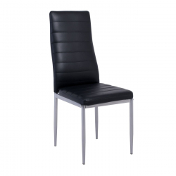 JETTA Καρέκλα Τραπεζαρίας - Μέταλλο Βαφή Γκρι, Pvc Μαύρο, Full K/D - Συσκ.4  40x50x95cm