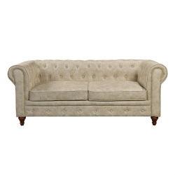 CHESTERFIELD York Kαναπές 3Θέσιος Σαλονιού - Καθιστικού, Ύφασμα Απόχρωση Μπεζ  190x82x77cm