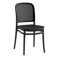 FLORENCE Καρέκλα PP Μαύρο, PP Rattan Μαύρο, Στοιβαζόμενη  41x41x83cm