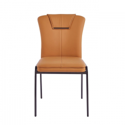 ANDRIA Καρέκλα Τραπεζαρίας- Κουζίνας, Μέταλλο Βαφή Μαύρο, Pu Πορτοκαλί  47x60x86cm