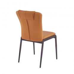 ANDRIA Καρέκλα Τραπεζαρίας- Κουζίνας, Μέταλλο Βαφή Μαύρο, Pu Πορτοκαλί  47x60x86cm