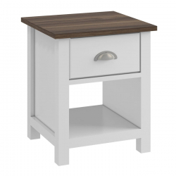 LUXOR Κομοδίνο Απόχρωση Καρυδί - Άσπρο  45x40x50cm