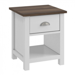 LUXOR Κομοδίνο Απόχρωση Καρυδί - Άσπρο  45x40x50cm