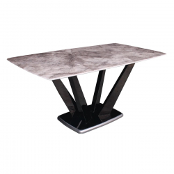 LARSON Τραπέζι Τραπεζαρίας, Ξύλο-Μέταλλο Ανθρακί,Επιφάνεια Microcrystalline Άσπρο Μάρμαρο  160x90x77cm