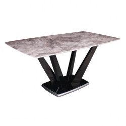 LARSON Τραπέζι Τραπεζαρίας, Ξύλο-Μέταλλο Ανθρακί,Επιφάνεια Microcrystalline Άσπρο Μάρμαρο  160x90x77cm