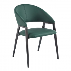 DELI Πολυθρόνα Μέταλλο Βαφή Μαύρο, Pu Forest Green  52x62x83cm