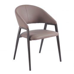 DELI Πολυθρόνα Μέταλλο Βαφή Μαύρο, Pu Cappuccino  52x62x83cm