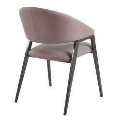 DELI Πολυθρόνα Μέταλλο Βαφή Μαύρο, Pu Cappuccino  52x62x83cm