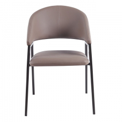 DELI Πολυθρόνα Μέταλλο Βαφή Μαύρο, Pu Cappuccino  52x62x83cm