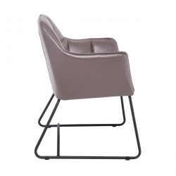 POLLY Πολυθρόνα Μέταλλο Βαφή Μαύρο, Ύφασμα Suede Cappuccino  67x64x82cm
