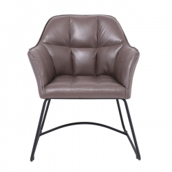 POLLY Πολυθρόνα Μέταλλο Βαφή Μαύρο, Ύφασμα Suede Cappuccino  67x64x82cm