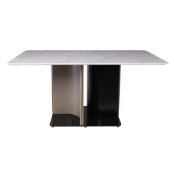 BARON Τραπέζι Τραπεζαρίας, Ξύλο Ανθρακί, Επιφάνεια Microcrystalline Άσπρο Μάρμαρο  160x90x76cm