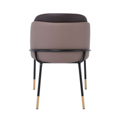 SELECT Καρέκλα Τραπεζαρίας- Κουζίνας, Μέταλλο Βαφή Μαύρο, Pu Cappuccino-Σκούρο Καφέ  54x58x78cm