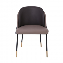 SELECT Καρέκλα Τραπεζαρίας- Κουζίνας, Μέταλλο Βαφή Μαύρο, Pu Cappuccino-Σκούρο Καφέ  54x58x78cm