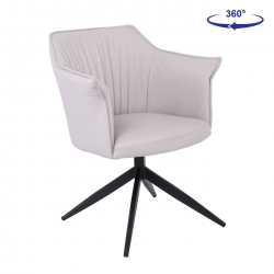 EVELYN Πολυθρόνα Περιστρεφόμενη, Μέταλλο Βαφή Μαύρο, Pu Γκρι-Μπεζ  64x63x80cm