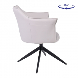 EVELYN Πολυθρόνα Περιστρεφόμενη, Μέταλλο Βαφή Μαύρο, Pu Γκρι-Μπεζ  64x63x80cm