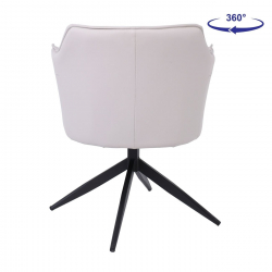 EVELYN Πολυθρόνα Περιστρεφόμενη, Μέταλλο Βαφή Μαύρο, Pu Γκρι-Μπεζ  64x63x80cm