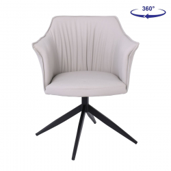 EVELYN Πολυθρόνα Περιστρεφόμενη, Μέταλλο Βαφή Μαύρο, Pu Γκρι-Μπεζ  64x63x80cm