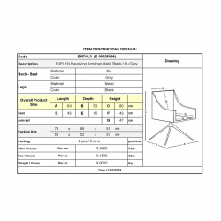 EVELYN Πολυθρόνα Περιστρεφόμενη, Μέταλλο Βαφή Μαύρο, Pu Γκρι-Μπεζ  64x63x80cm
