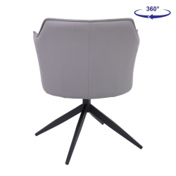 EVELYN Πολυθρόνα Περιστρεφόμενη, Μέταλλο Βαφή Μαύρο, Pu Γκρι  64x63x80cm