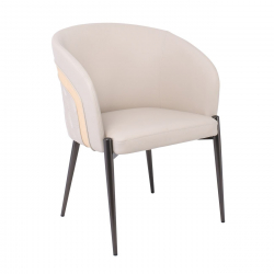 LENA Πολυθρόνα Μέταλλο Βαφή Μαύρο, Pu Μπεζ  60x60x80cm