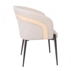 LENA Πολυθρόνα Μέταλλο Βαφή Μαύρο, Pu Μπεζ  60x60x80cm