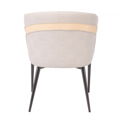 LENA Πολυθρόνα Μέταλλο Βαφή Μαύρο, Pu Μπεζ  60x60x80cm