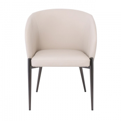 LENA Πολυθρόνα Μέταλλο Βαφή Μαύρο, Pu Μπεζ  60x60x80cm