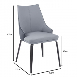 NORA Καρέκλα Τραπεζαρίας- Κουζίνας, Μέταλλο Βαφή Μαύρο, Pu Ανοιχτό-Σκούρο Γκρι  49x57x87cm