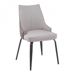 NORA Καρέκλα Τραπεζαρίας- Κουζίνας, Μέταλλο Βαφή Μαύρο, Pu Ανοιχτό-Σκούρο Cappuccino  49x57x87cm